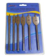 Kit De Broca Chata Longa Madeira 6 Peças Profissional